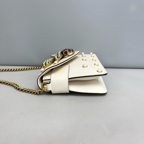 Gucci Queen Margaret Broadway Shoulder Bag Calfskin White