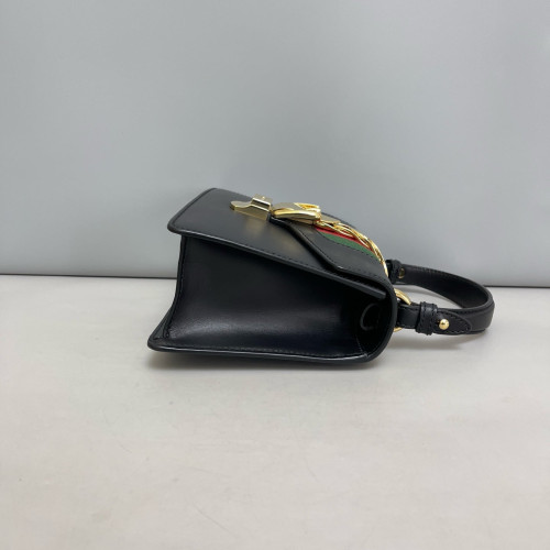 Gucci Web Mini Sylvie Top Handle Calfskin Black Green Red
