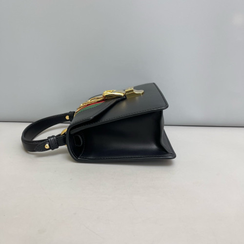 Gucci Web Mini Sylvie Top Handle Calfskin Black Green Red