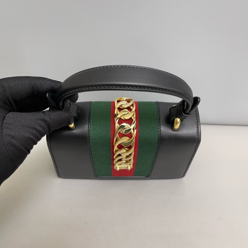 Gucci Web Mini Sylvie Top Handle Calfskin Black Green Red