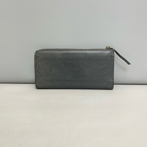 Balenciaga Studded Zip Around Wallet Arena Lambskin Dark Grey