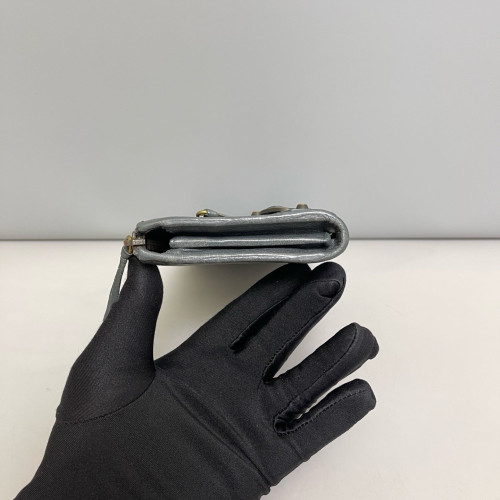 Balenciaga Studded Zip Around Wallet Arena Lambskin Dark Grey