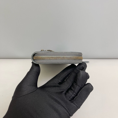 Balenciaga Studded Zip Around Wallet Arena Lambskin Dark Grey
