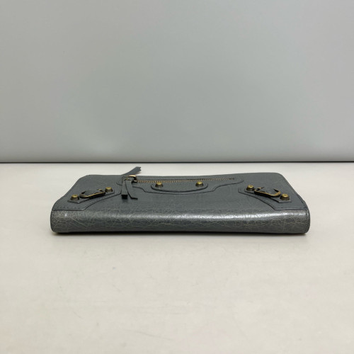 Balenciaga Studded Zip Around Wallet Arena Lambskin Dark Grey