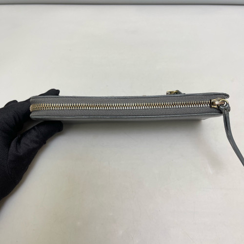 Balenciaga Studded Zip Around Wallet Arena Lambskin Dark Grey
