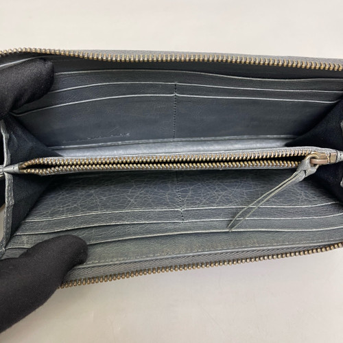 Balenciaga Studded Zip Around Wallet Arena Lambskin Dark Grey