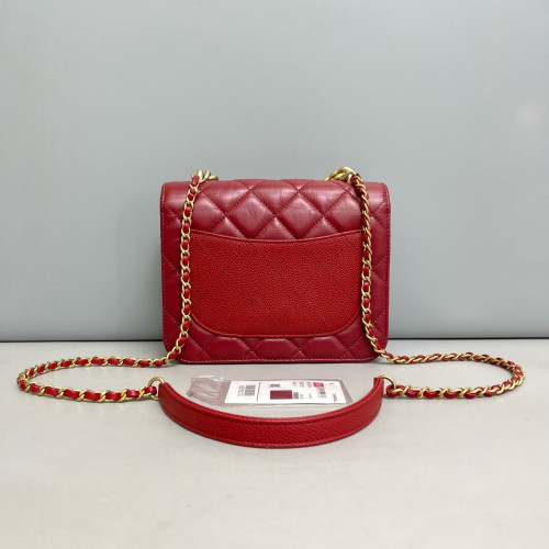 Chanel Quilted Mini Chain Handle Flap Bag Calfskin Burgundy
