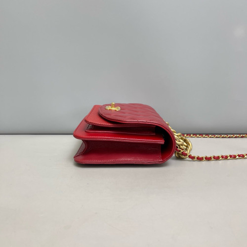 Chanel Quilted Mini Chain Handle Flap Bag Calfskin Burgundy