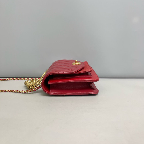 Chanel Quilted Mini Chain Handle Flap Bag Calfskin Burgundy