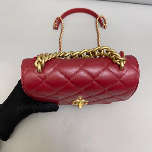 Chanel Quilted Mini Chain Handle Flap Bag Calfskin Burgundy