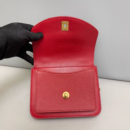 Chanel Quilted Mini Chain Handle Flap Bag Calfskin Burgundy