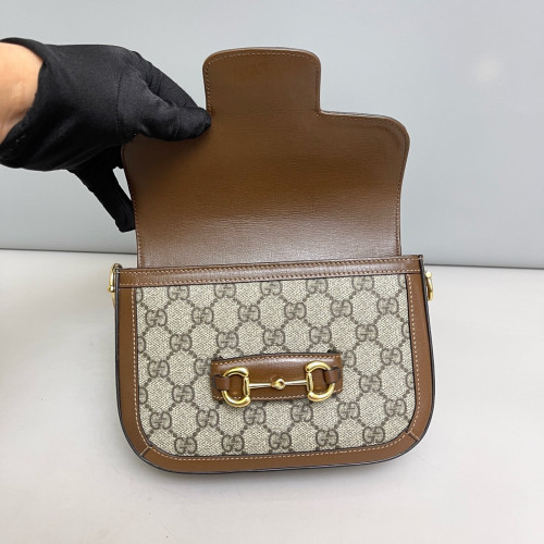 Gucci Small Horsebit 1955 GG Monogram Tan Beige Gucci Small Horsebit 1955 GG Monogram Tan Beige