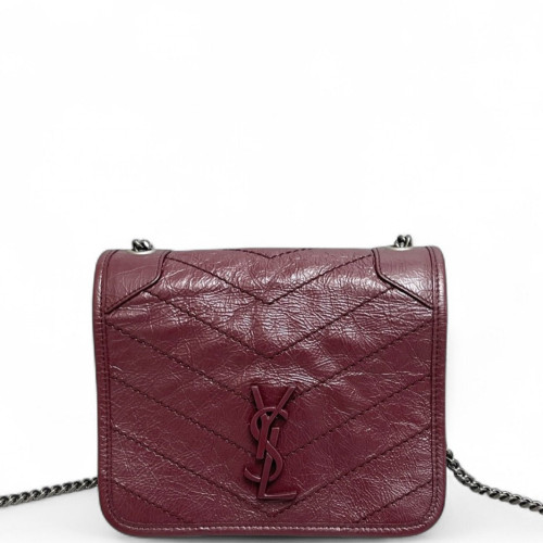 Yves Saint Laurent Baby Niki Messenger Pull Up Leather Burgundy