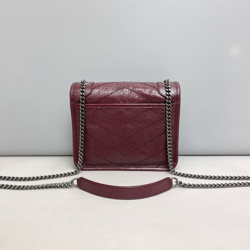 Yves Saint Laurent Baby Niki Messenger Pull Up Leather Burgundy