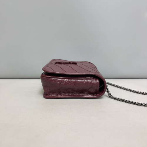 Yves Saint Laurent Baby Niki Messenger Pull Up Leather Burgundy