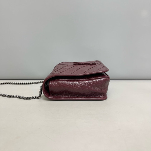 Yves Saint Laurent Baby Niki Messenger Pull Up Leather Burgundy