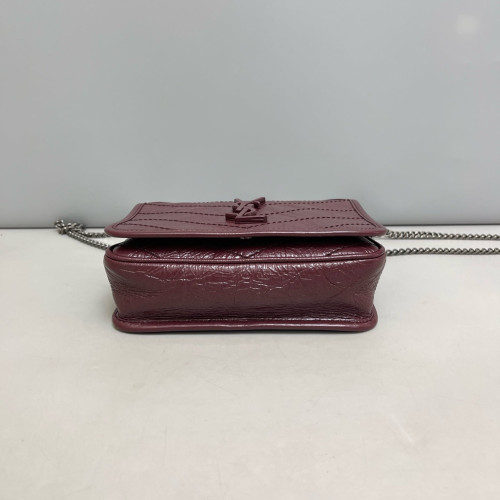 Yves Saint Laurent Baby Niki Messenger Pull Up Leather Burgundy