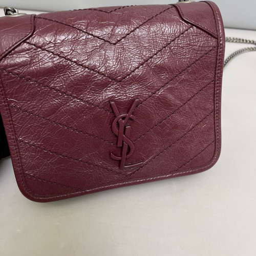 Yves Saint Laurent Baby Niki Messenger Pull Up Leather Burgundy