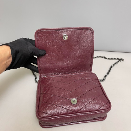 Yves Saint Laurent Baby Niki Messenger Pull Up Leather Burgundy