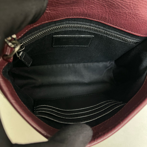 Yves Saint Laurent Baby Niki Messenger Pull Up Leather Burgundy