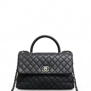 Chanel Quilted Large Coco Handle Grained Calfskin Black