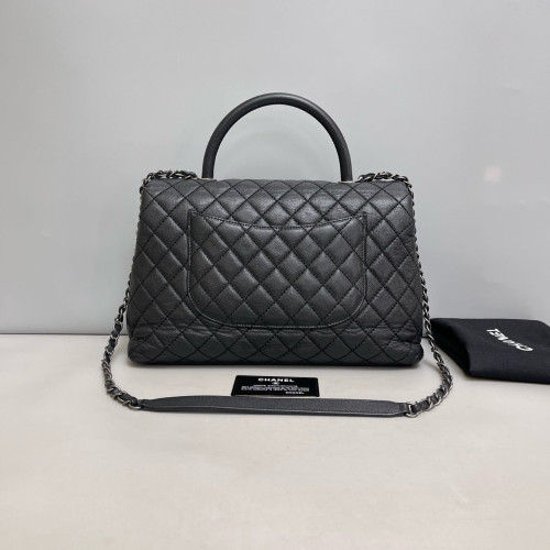 Chanel Quilted Large Coco Handle Grained Calfskin Black
