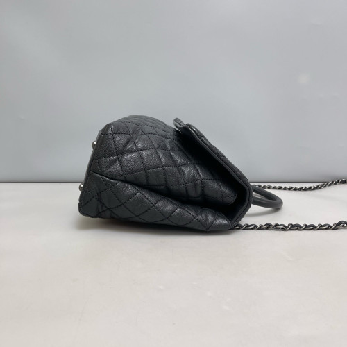 Chanel Quilted Large Coco Handle Grained Calfskin Black