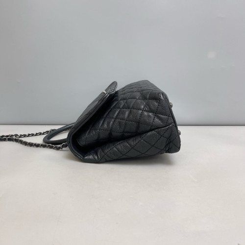 Chanel Quilted Large Coco Handle Grained Calfskin Black