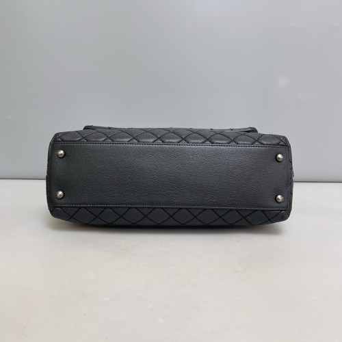 Chanel Quilted Large Coco Handle Grained Calfskin Black