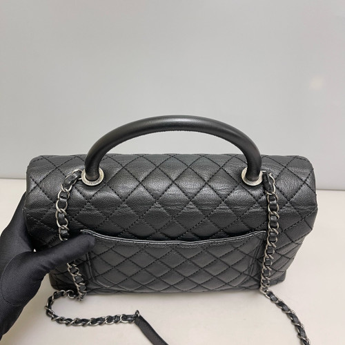 Chanel Quilted Large Coco Handle Grained Calfskin Black