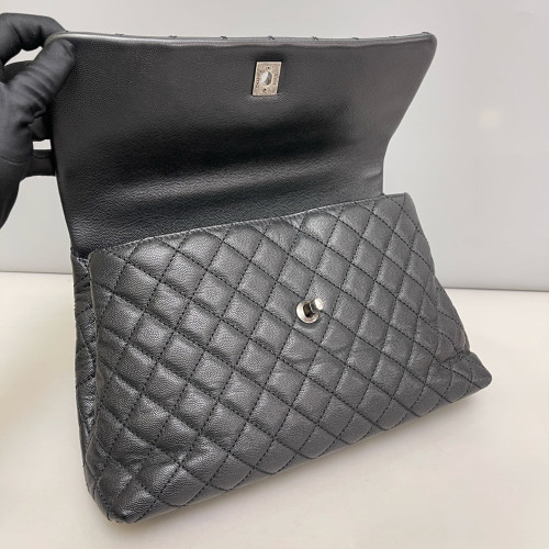 Chanel Quilted Large Coco Handle Grained Calfskin Black