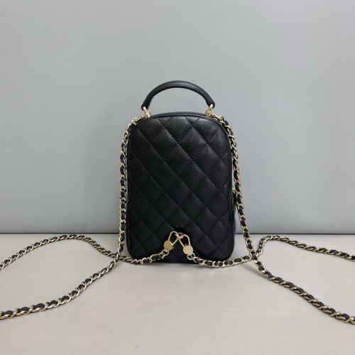 Chanel Quilted CC Mini Classic Backpack Grained Calfskin Black