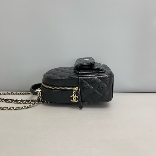 Chanel Quilted CC Mini Classic Backpack Grained Calfskin Black