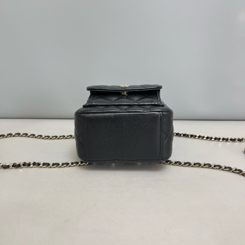 Chanel Quilted CC Mini Classic Backpack Grained Calfskin Black