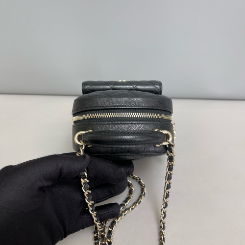 Chanel Quilted CC Mini Classic Backpack Grained Calfskin Black
