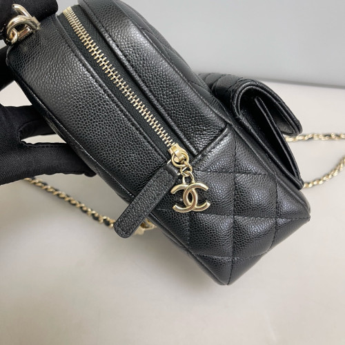 Chanel Quilted CC Mini Classic Backpack Grained Calfskin Black