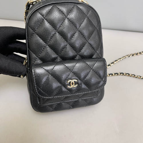 Chanel Quilted CC Mini Classic Backpack Grained Calfskin Black