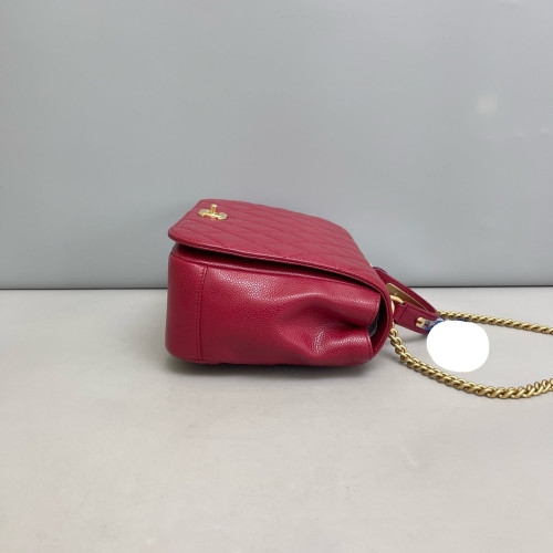 Chanel Quilted Messenger Grained Calfskin Red