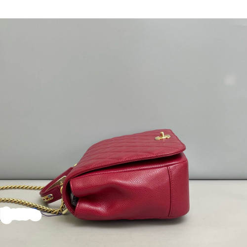 Chanel Quilted Messenger Grained Calfskin Red