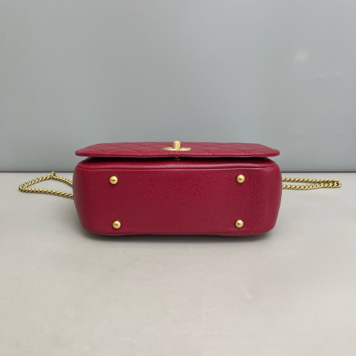 Chanel Quilted Messenger Grained Calfskin Red