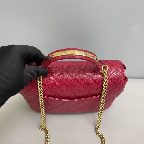 Chanel Quilted Messenger Grained Calfskin Red