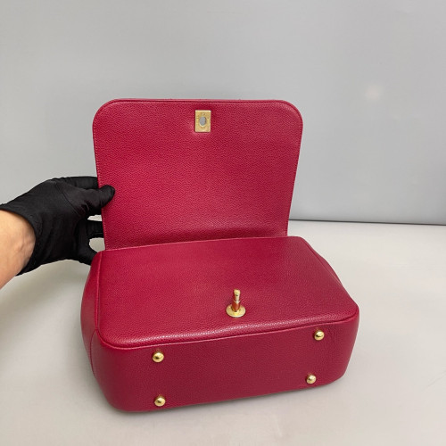 Chanel Quilted Messenger Grained Calfskin Red