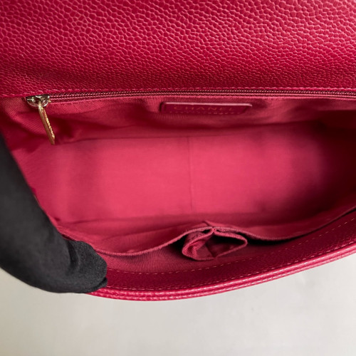 Chanel Quilted Messenger Grained Calfskin Red