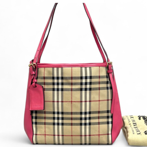 Burberry Small Canterbury Tote House Check Calfskin Beige Pink Black