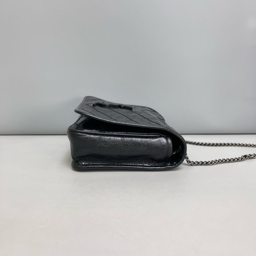 Yves Saint Laurent Niki Chain Wallet Pull Up Leather Black