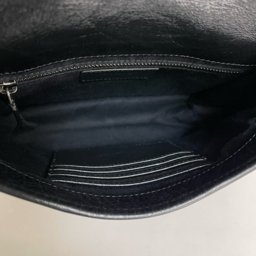 Yves Saint Laurent Niki Chain Wallet Pull Up Leather Black