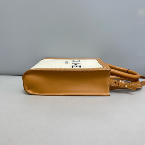 Celine Nano Vertical Cabas Canvas Calfskin Brown Beige Celine Nano Vertical Cabas Canvas Calfskin Brown Beige
