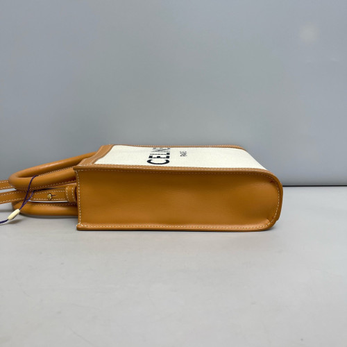 Celine Nano Vertical Cabas Canvas Calfskin Brown Beige Celine Nano Vertical Cabas Canvas Calfskin Brown Beige
