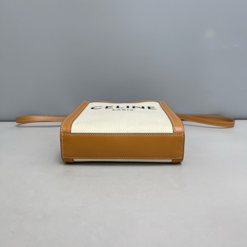 Celine Nano Vertical Cabas Canvas Calfskin Brown Beige Celine Nano Vertical Cabas Canvas Calfskin Brown Beige