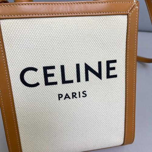 Celine Nano Vertical Cabas Canvas Calfskin Brown Beige Celine Nano Vertical Cabas Canvas Calfskin Brown Beige